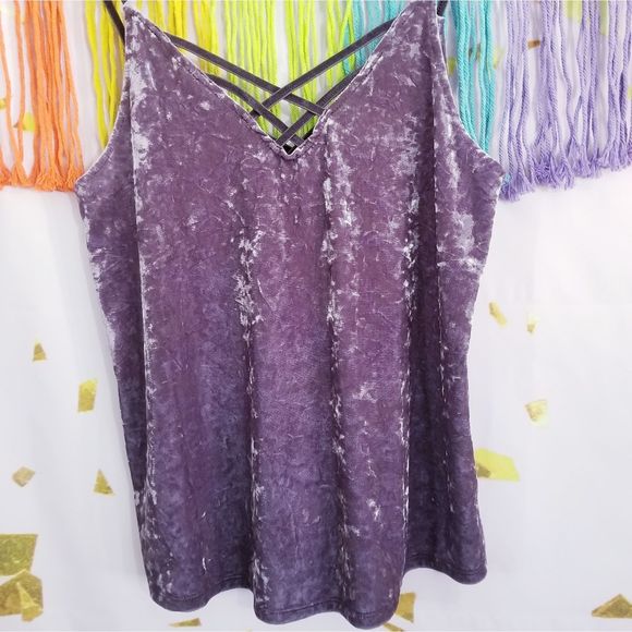 American Eagle Strappy Crushed Velvet Tank Top - Picture 3 of 7